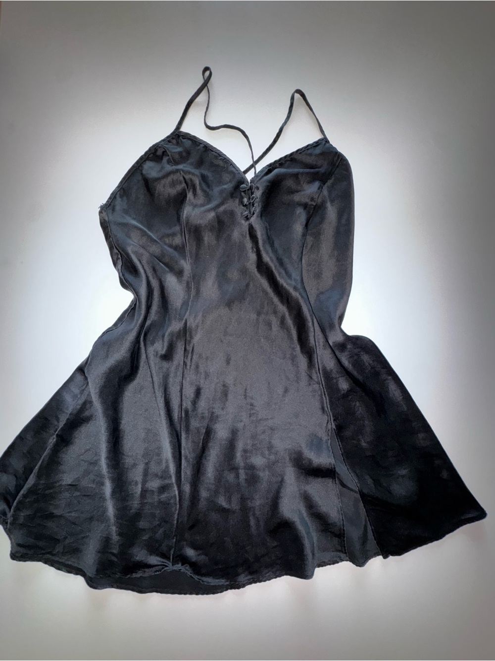 Vintage Victoria’s Secret 100% Silk Black Babydoll Slip Dress – Large